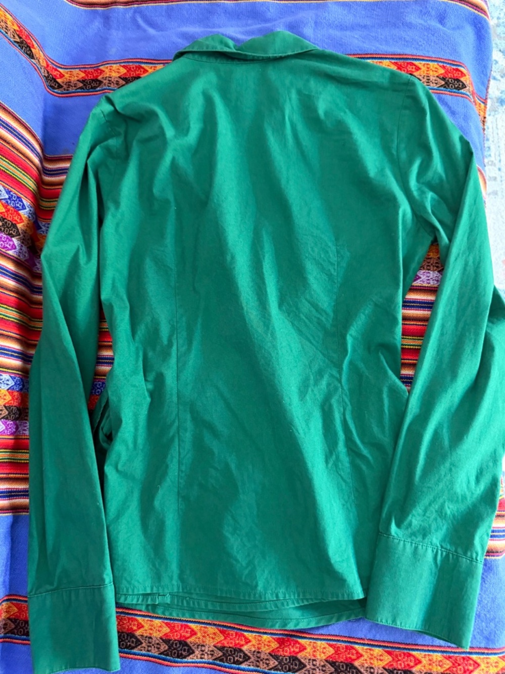 EXPRESS Design Studio teal wrap long-sleeved blouse - size small - Picture 4 of 7